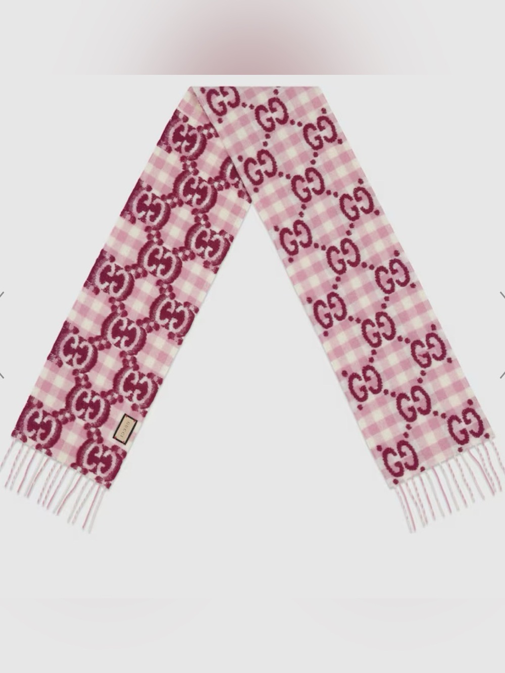 Brand new with box Gucci Pink Gingham GG Wool Scarf